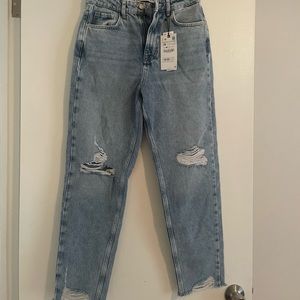 Brand new Zara ripped mom fit jeans with tags